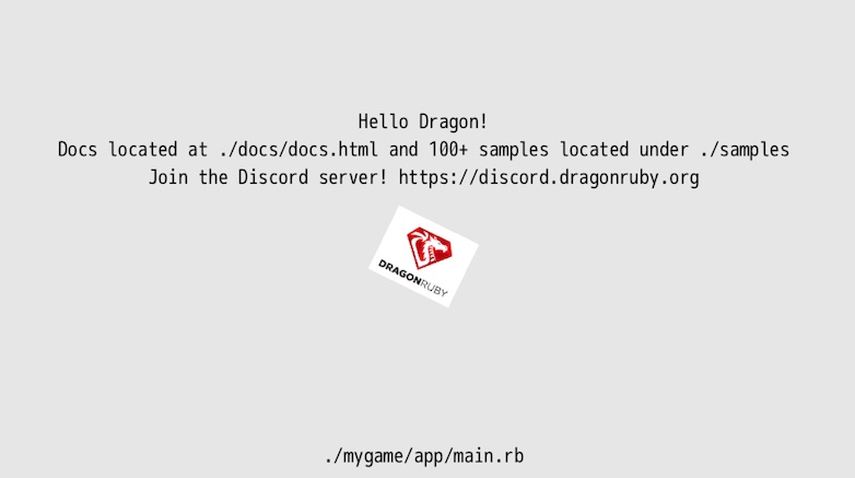 screenshot of the Hello Dragon! for DragonRuby GTK