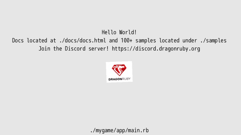 screenshot of the Hello World! for DragonRuby GTK